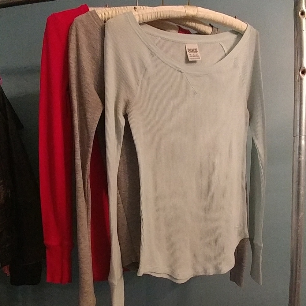 Blue, Grey, and Red PINK Long Sleeved Shirts